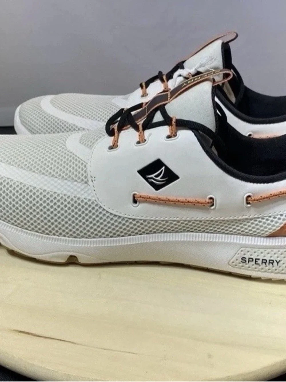 Sperry Sport Men’s 7 Seas 3-Eye Sneakers White Mesh Casual Shoes Size 13 US New